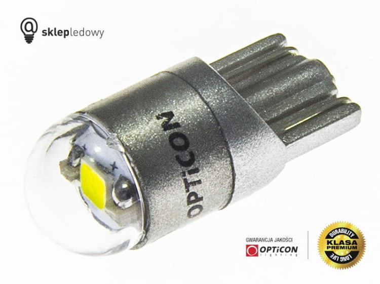 Żarówka Led W5W T10 1x SMD3030 12V Biały Zimny 6000K OPTICON PREMIUM