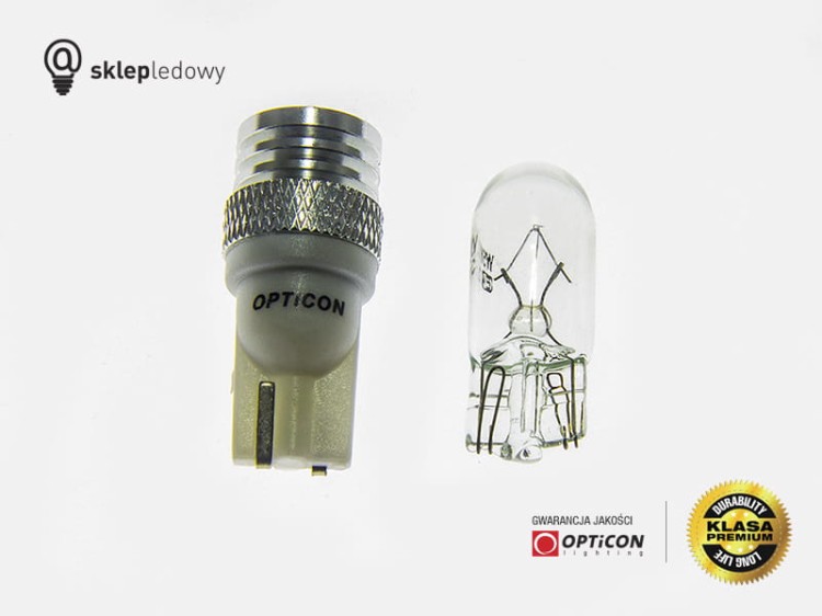 Żarówka Led W5W T10 4x SMD 3030 12V CANBUS Biały Zimny 6000K OPTICON PREMIUM
