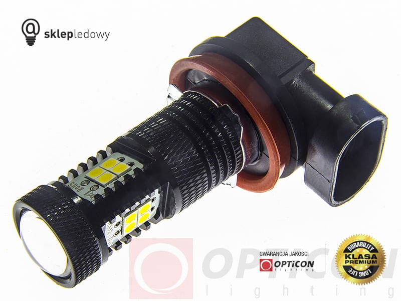Żarówka Led H11 14x SMD 3030 PGJ19-2 DRL Biały Zimny 6000K OPTICON PREMIUM