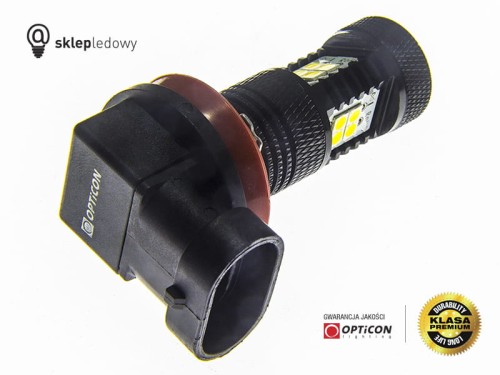 Żarówka Led H11 14x SMD 3030 PGJ19-2 DRL Biały Zimny 6000K OPTICON PREMIUM