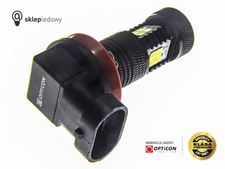 Żarówka Led H11 14x SMD 3030 PGJ19-2 DRL Biały Zimny 6000K OPTICON PREMIUM