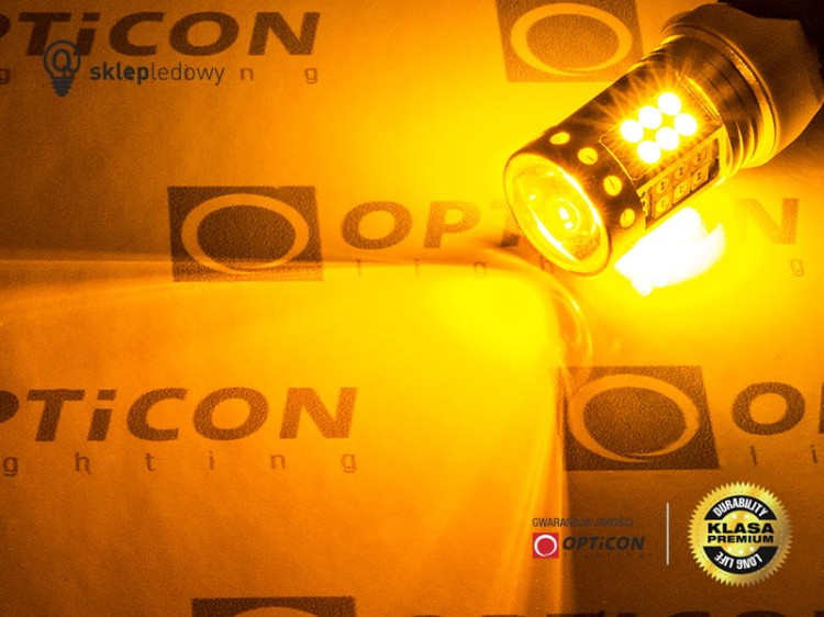 Żarówka Led W21/5W 7443 T20 42x SMD 3030 DUAL COLOR 18/24 RED OPTICON PREMIUM