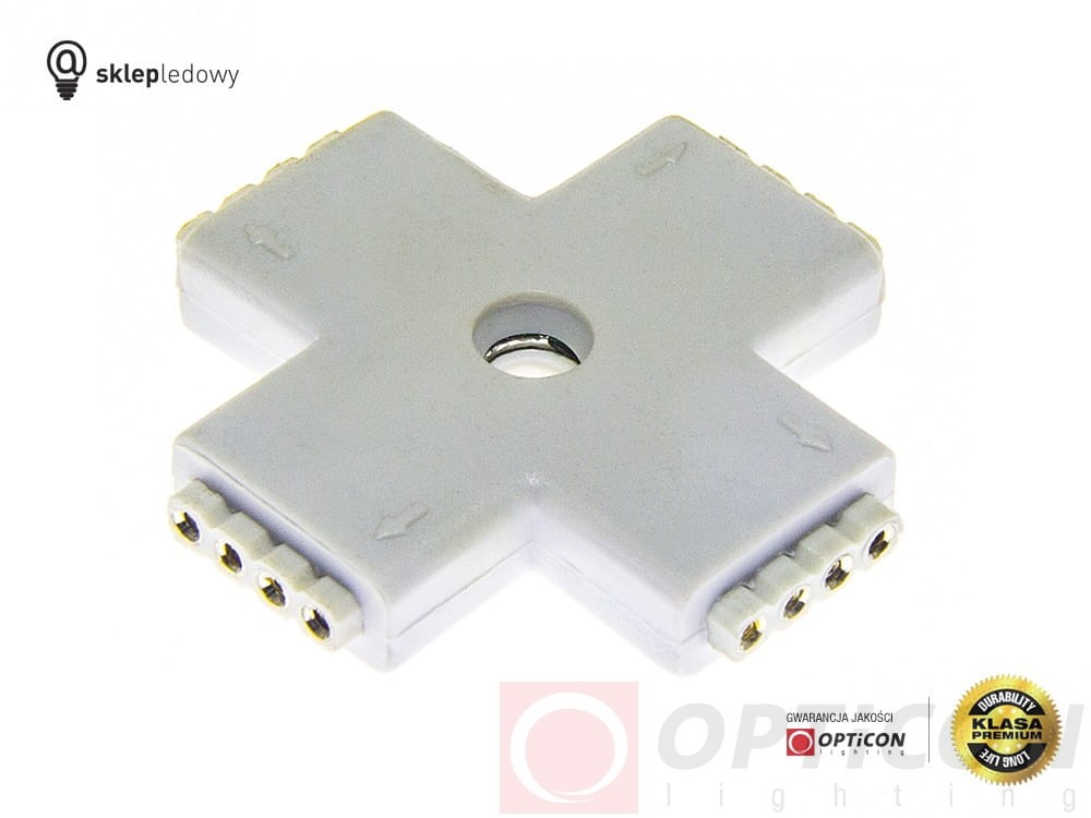 Konektor "+" Kąt prosty dla Taśm Led 10mm RGB IP20 4pin