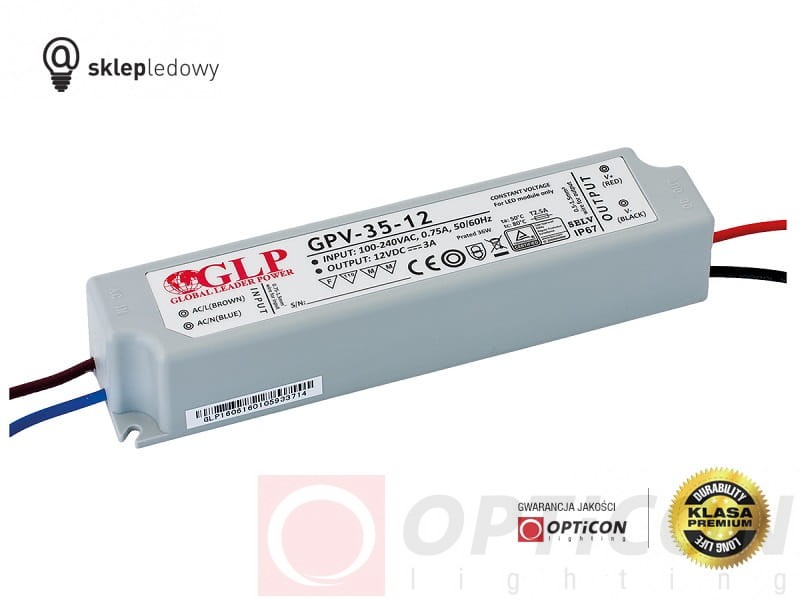 Zasilacz GLP GPV-35-24 1,5A 36W do Taśm Led z 230V do 24V Wodoszczelny IP67