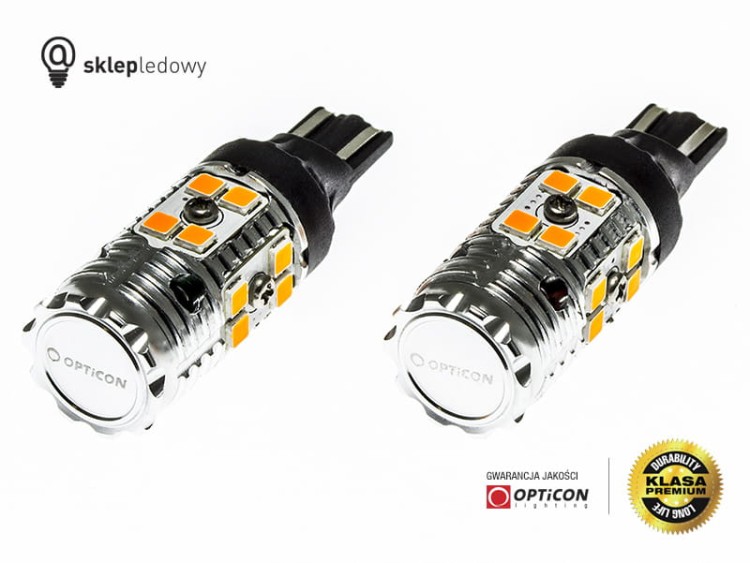 Audi A5 - Światła kierunkowskazów LED Wy16W T15 CANBUS Opticon Premium - Zestaw 2 żarówki
