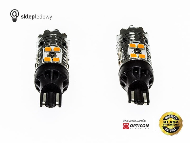 Audi A5 - Światła kierunkowskazów LED Wy16W T15 CANBUS Opticon Premium - Zestaw 2 żarówki