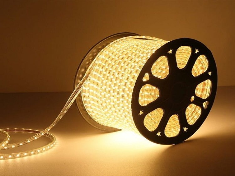 Taśma LED 230V 300x SMD 5050 12mm IP68 10W Biały Ciepły 3000K OPTICON PREMIUM