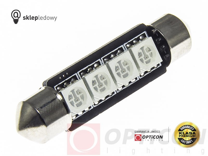 Żarówka 24V Led C10W 42mm 4xSMD5050 Pomarańczowy