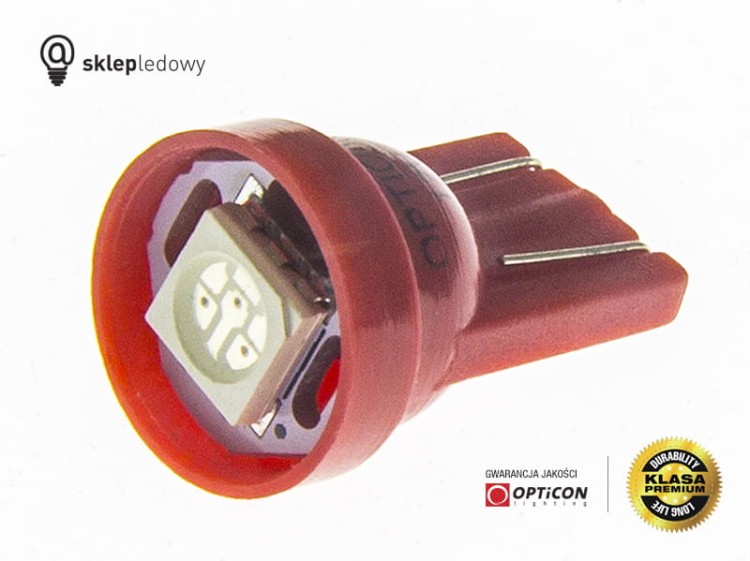 Żarówka Led W5W T10 1x SMD5050 12V Czerwony OPTICON