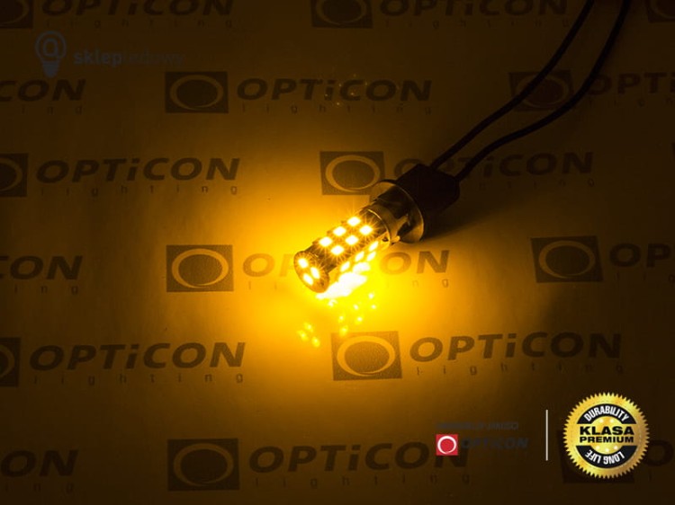 Żarówka Led W16W T15 27x SMD 2835 12V 24V Pomarańczowy OPTICON