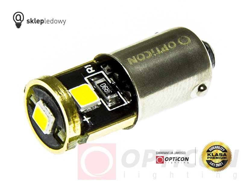 Żarówka Led T4W Ba9s 3x SMD3030 12V CANBUS Biały Zimny 6000K OPTICON Premium