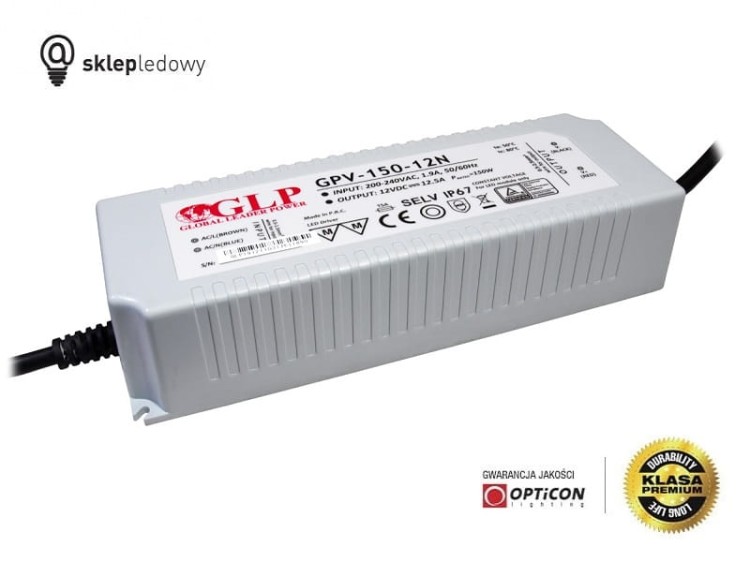 Zasilacz GLP GPV-150-12 12,5A 150W do Taśm Led z 230V do 12V Wodoszczelny IP67
