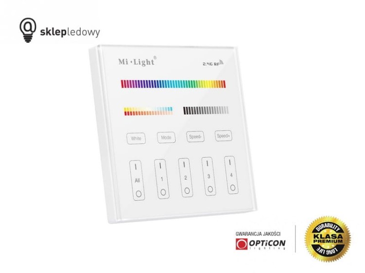 Panel Naścienny Mi-Light MONO / CCT / RGB / RGBW 4x Strefowy Radiowy 2,4G - 230V AC