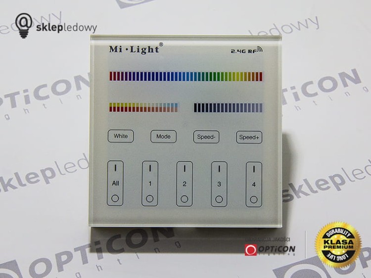 Panel Naścienny Mi-Light MONO / CCT / RGB / RGBW 4x Strefowy Radiowy 2,4G - 230V AC