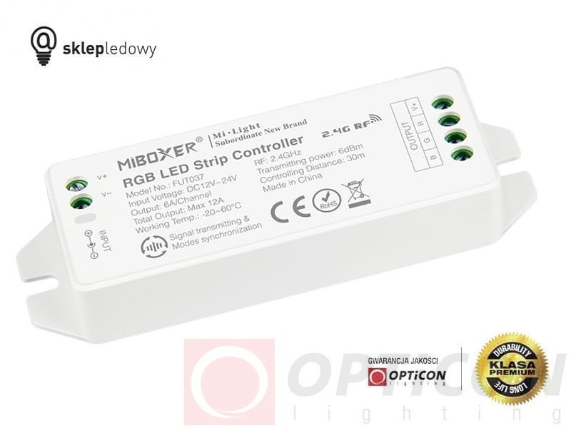Sterownik Taśm LED MiLight RGB FUT037 12A 12V / 24V DC Radiowy 2,4G
