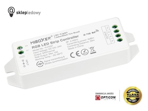 Sterownik Taśm LED MiLight RGB FUT037 12A 12V / 24V DC Radiowy 2,4G