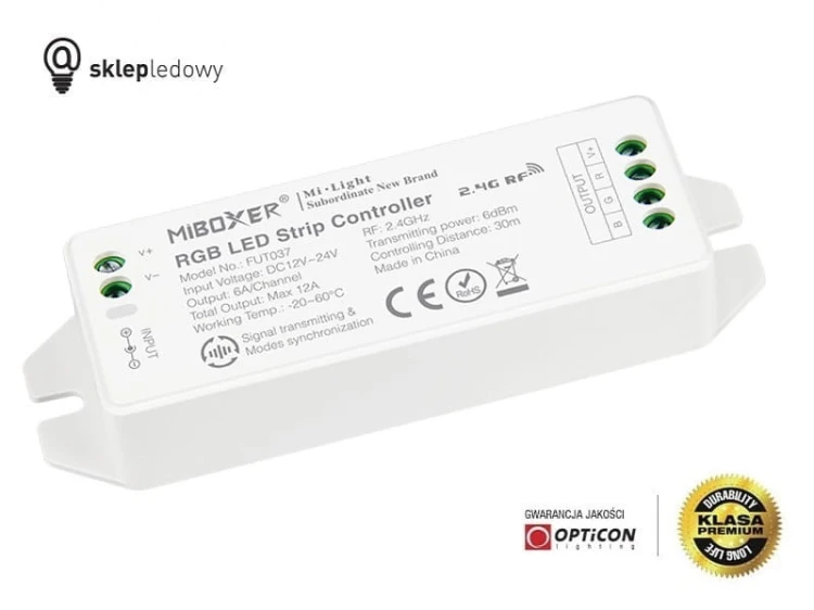 Sterownik Taśm LED MiLight RGB FUT037 12A 12V / 24V DC Radiowy 2,4G