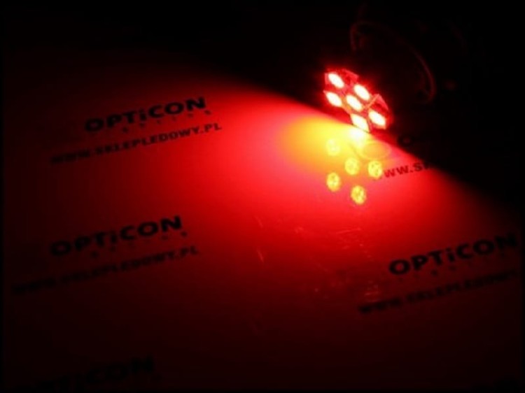 Żarówka Led R5W Ba15s 5x SMD5050 12V 24V DC Czerwony OPTICON PREMIUM