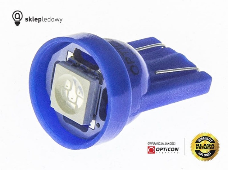 Żarówka Led W5W T10 1x SMD 5050 12V Niebieski OPTICON