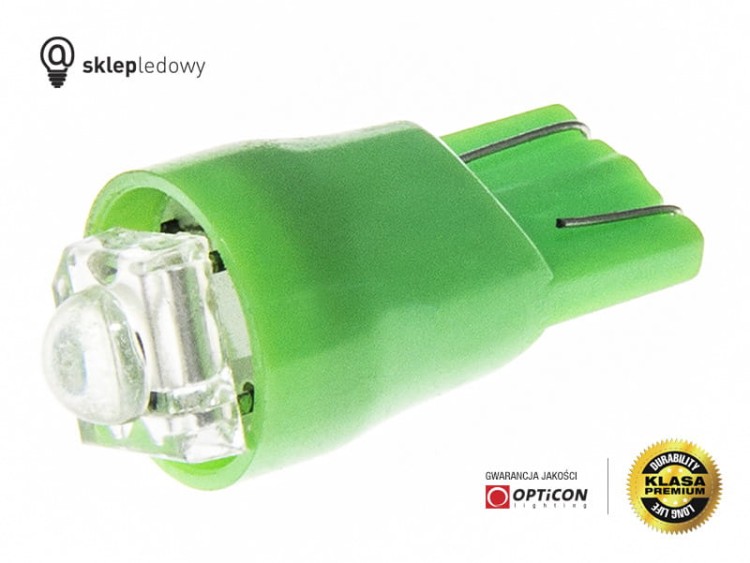 Żarówka Led W5W T10 1x FLUX 12V Zielony
