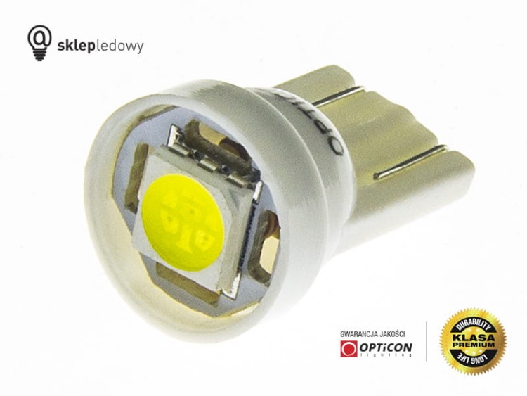 Żarówka Led W5W T10 1x SMD 5050 12V Biały Zimny OPTICON