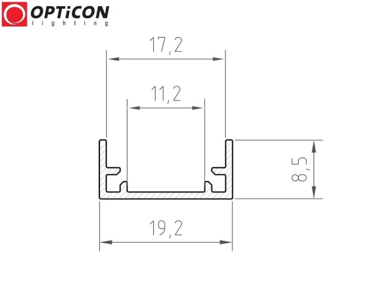 Profil LED P11 Srebrny aluminium anodowane Klosz mleczny - 1 metr