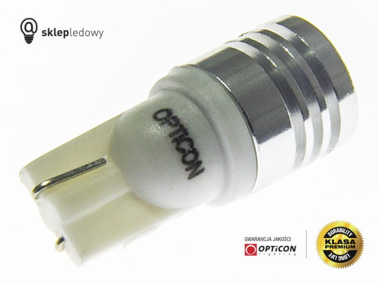 Żarówka Led W5W T10 2x SMD 3030 12V Biały Zimny 6000K OPTICON PREMIUM