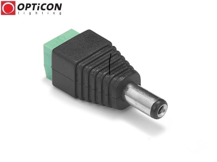 Konektor DC 5,5/2,1mm Męski z zaciskami - dla taśm Led