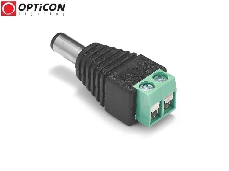 Konektor DC 5,5/2,1mm Męski z zaciskami - dla taśm Led