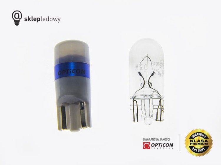 Żarówka Led W5W T10 1x SMD3030 12V DC Niebieski OPTICON PREMIUM