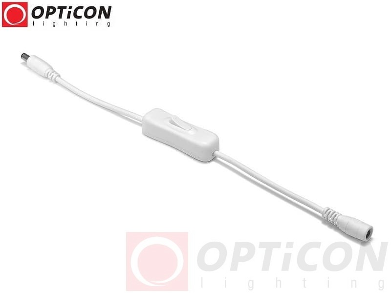 Włącznik kołyskowy on/off 12/24V DC Biały z przewodem DC 5,5/2,1mm