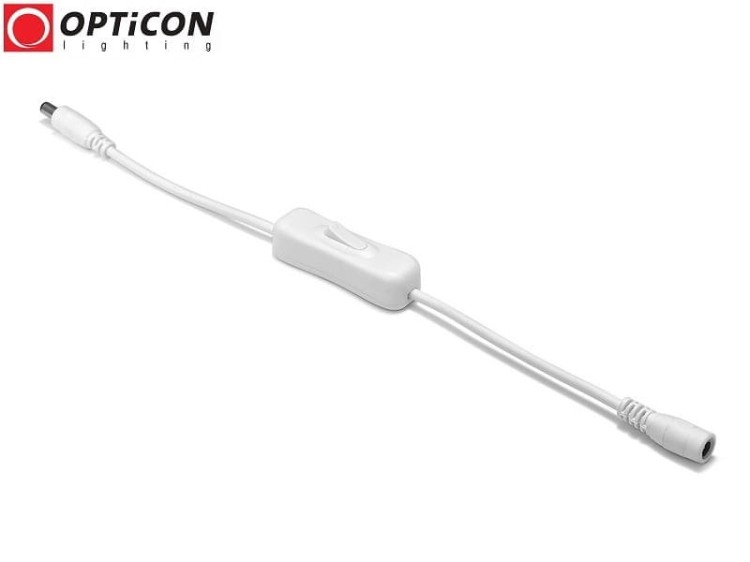 Włącznik kołyskowy on/off 12/24V DC Biały z przewodem DC 5,5/2,1mm