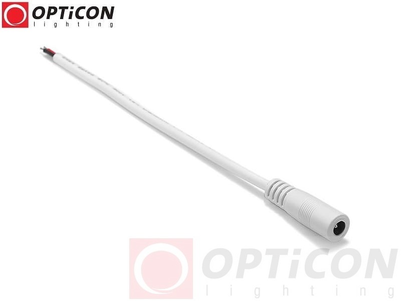 Konektor DC 5,5/2,1mm Biały Żeński z przewodami - dla taśm Led