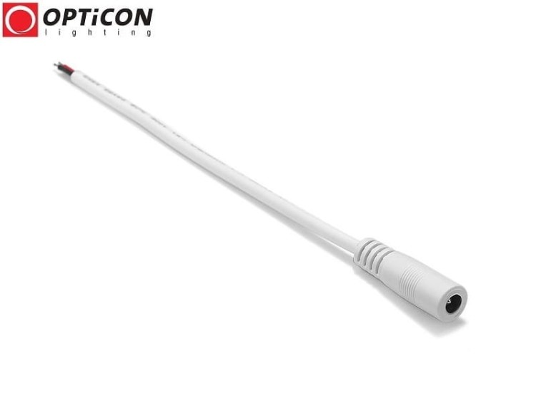 Konektor DC 5,5/2,1mm Biały Żeński z przewodami - dla taśm Led