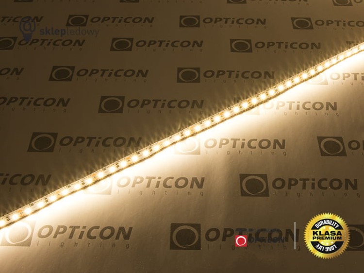 Taśma LED 12V 600 SMD 2216 4mm IP20 7,2W/m Biały Ciepły 3000K OPTICON PREMIUM