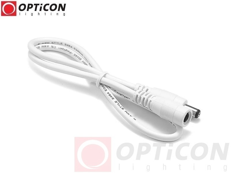 Przedłużacz DC 5,5/2,1mm Biały 100cm - dla taśm Led