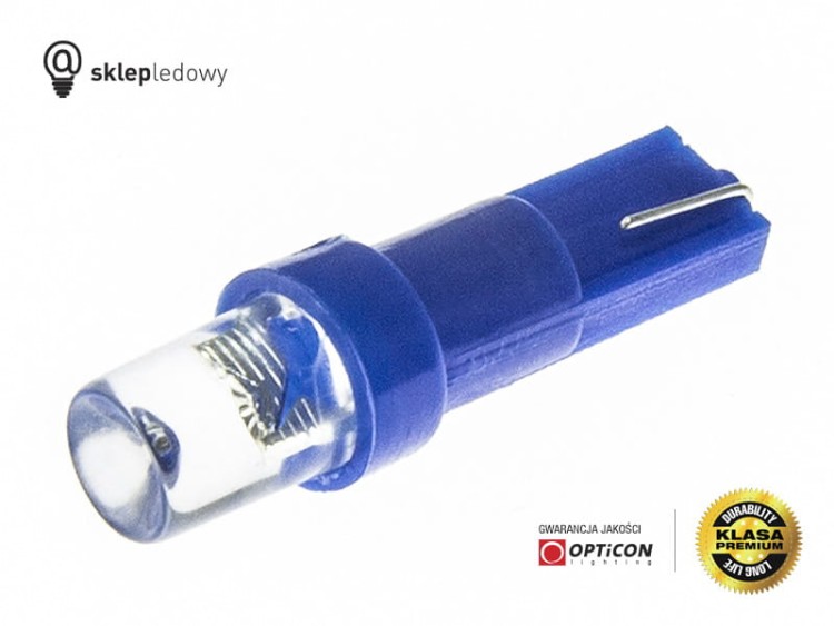 Żarówka Led W1,2W T5 R5 1xDip 12V Walcowa Niebieski