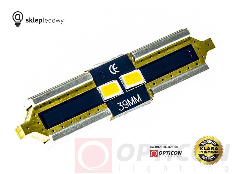 Żarówka Led C5W 36mm 2x SMD 2323 12V Biały Ciepły 3000K CANBUS OPTICON PREMIUM