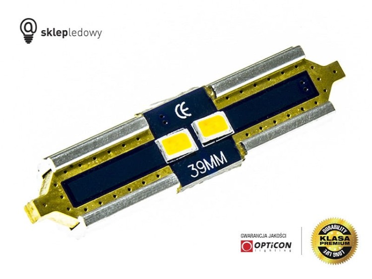 Żarówka Led C5W 36mm 2x SMD 2323 12V Biały Ciepły 3000K CANBUS OPTICON PREMIUM