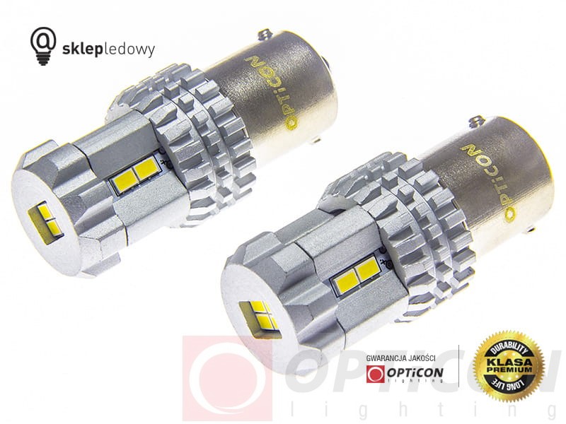 Skoda Fabia III - Światła do jazdy dziennej LED DRL P21W Ba15s OPTICON Standard - Zestaw 2 żarówki
