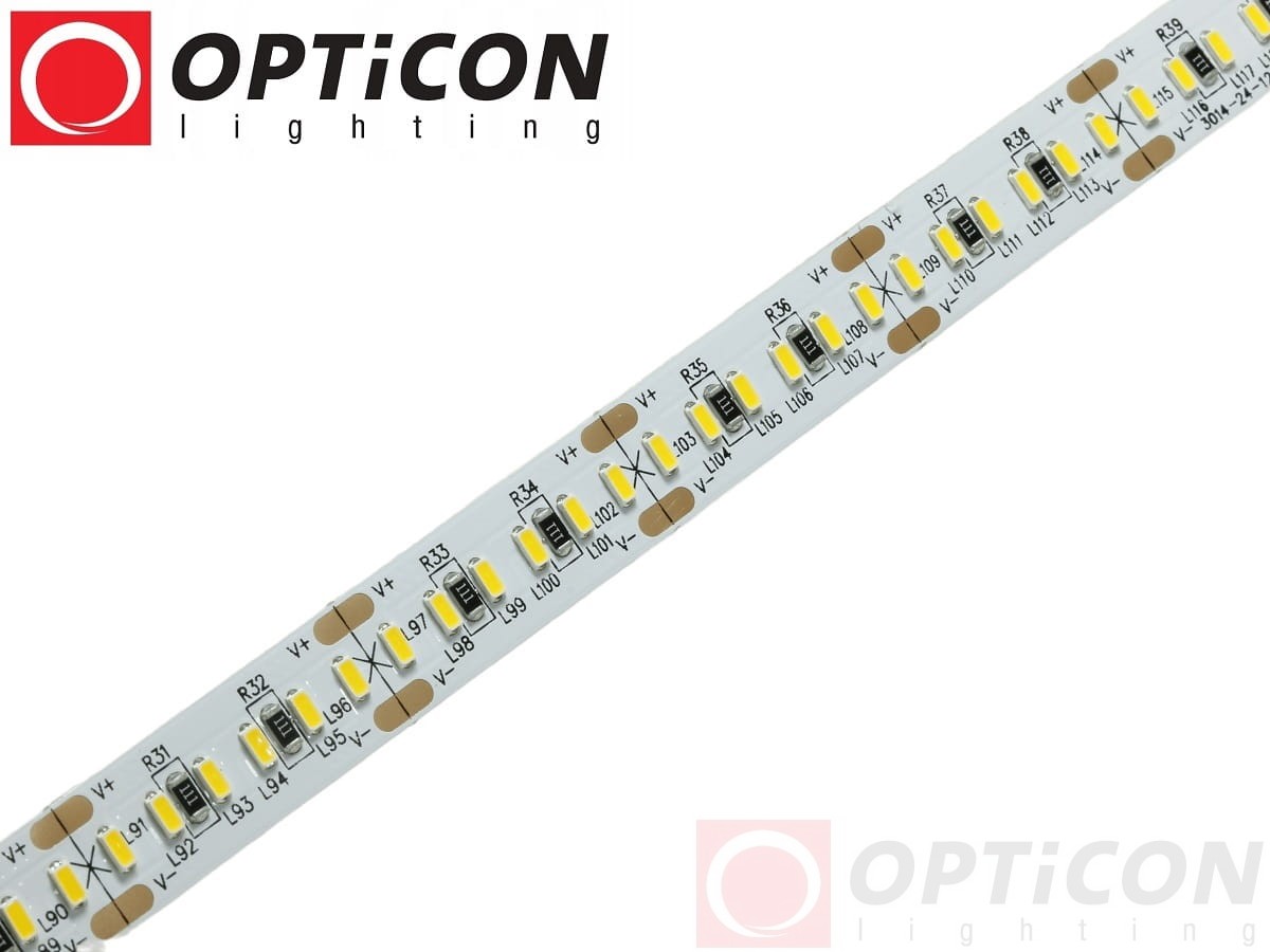 Taśma LED 24V 1200x SMD 3014 10mm IP20 28W Biały Ciepły 3000K OPTICON PREMIUM