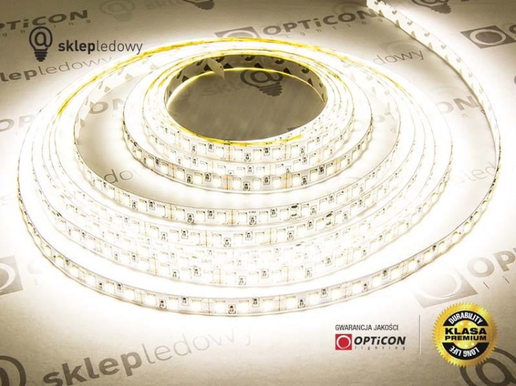 Taśma LED 12V 600 SMD 2835 8mm IP20 9,6W/m Biały Neutralny 4000K OPTICON PREMIUM