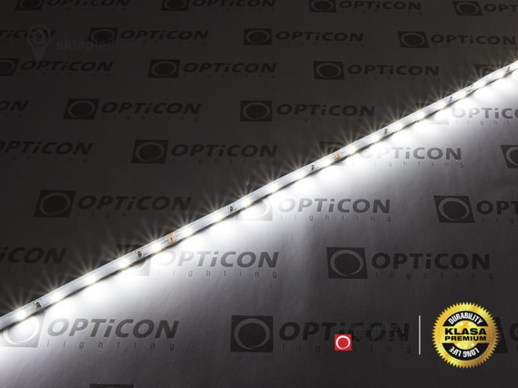 Taśma LED 12V 300 SMD 2835 10mm IP68 4,8W/m Biały Zimny 6000K OPTICON PREMIUM