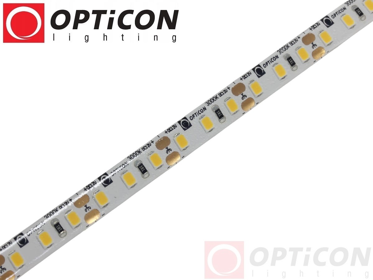 Taśma LED 12V 600 SMD 2835 8mm IP65 9,6W/m Biały Ciepły 3000K OPTICON PREMIUM