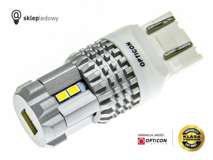 Żarówka Led W21/5W T20 7443 12x SMD 3020 12V Biały Zimny 6000K CANBUS OPTICON PREMIUM