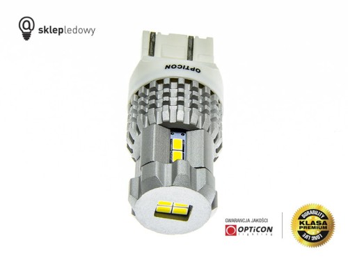 Żarówka Led W21/5W T20 7443 12x SMD 3020 12V Biały Zimny 6000K CANBUS OPTICON PREMIUM