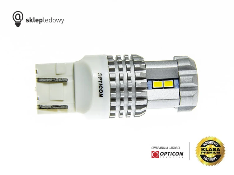 Żarówka Led W21/5W T20 7443 12x SMD 3020 12V Biały Zimny 6000K CANBUS OPTICON PREMIUM
