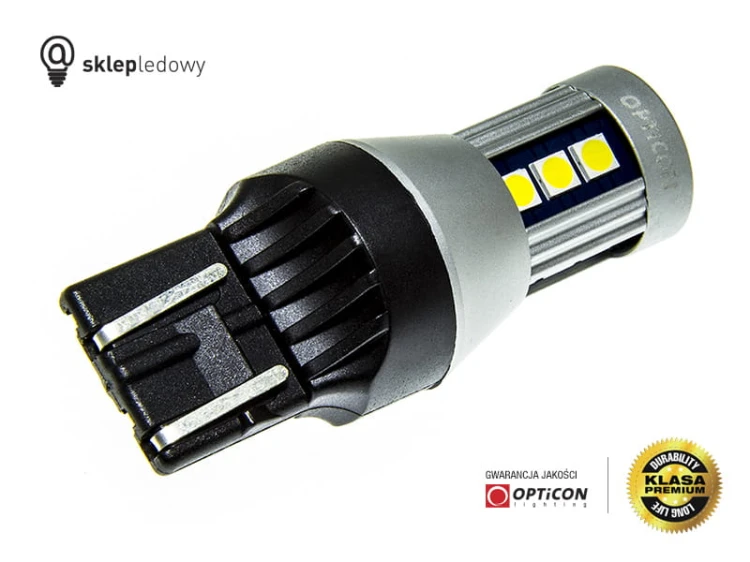 Żarówka Led W21W T20 7440 15x SMD 3030 12V Biały Zimny CANBUS OPTICON PREMIUM