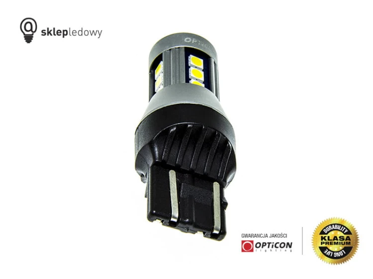 Żarówka Led W21W T20 7440 15x SMD 3030 12V Biały Zimny CANBUS OPTICON PREMIUM
