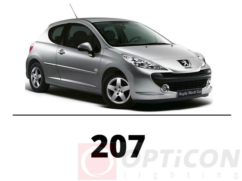 Peugeot 207 5d - Zestaw oświetlenie kabiny LED Standard 4000K - 5 żarówek